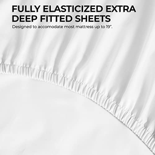Queen Size Organic Cotton Deep Pocket Bed Sheet Set, Fits 19 inch Mattress, Cream T61150
