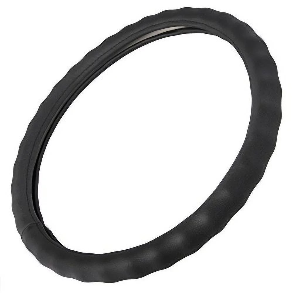 Genuine Leather Steering Wheel Cover Large 15-16 Inch Black S26831