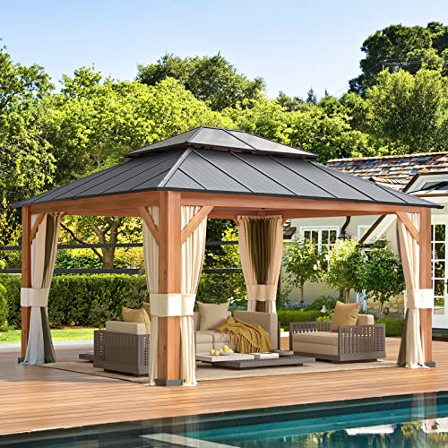 12x20 Hardtop Gazebo Double Roof Galvanized Steel Outdoor Aluminum Frame with Netting and Curtains M3306