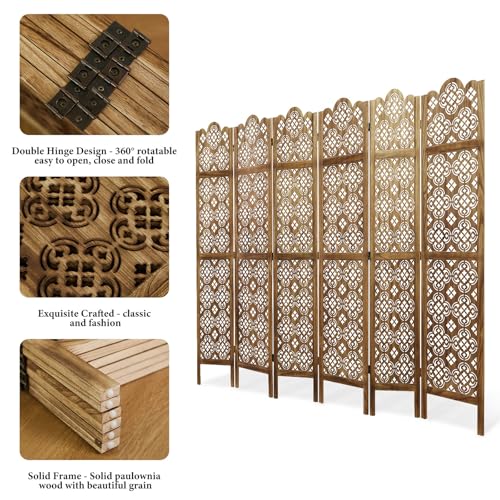 Wood Carved Room Divider 4 Panel Folding Screen Z937290