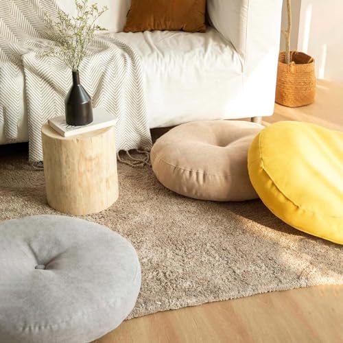 Meditation Floor Pillow Set of 2 Large Round Cushions for Living Room Yoga L32979