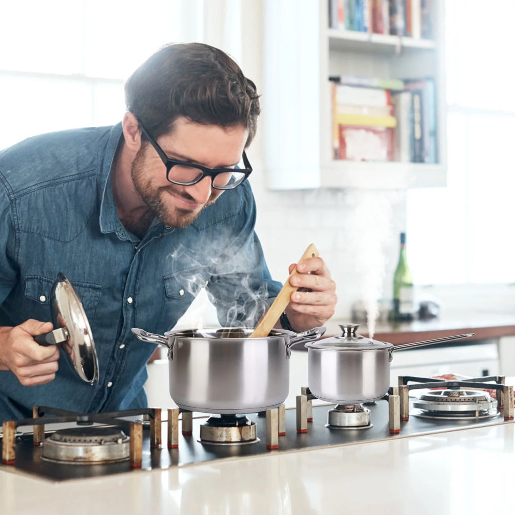 Stainless Steel Cookware Set with Stockpot, Saucepan, and Frying Pan F282203