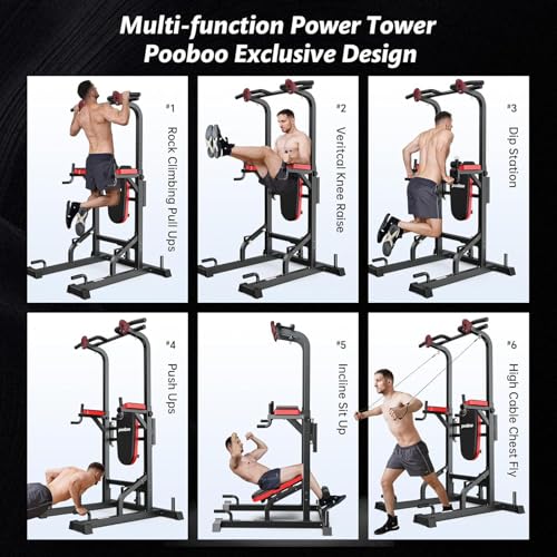 Power Tower Dip Station Pull Up Bar with Supine Board X697