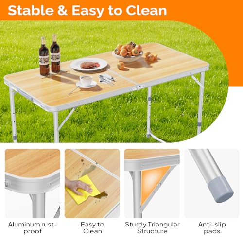 3ft Aluminum Folding Camping Table with Carrying Handle L179408