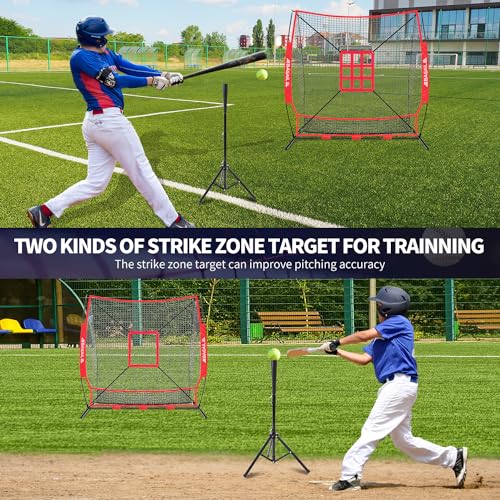 Baseball & Softball Practice Net with Bow Frame, Portable with Batting Tee and Carry Bag F660