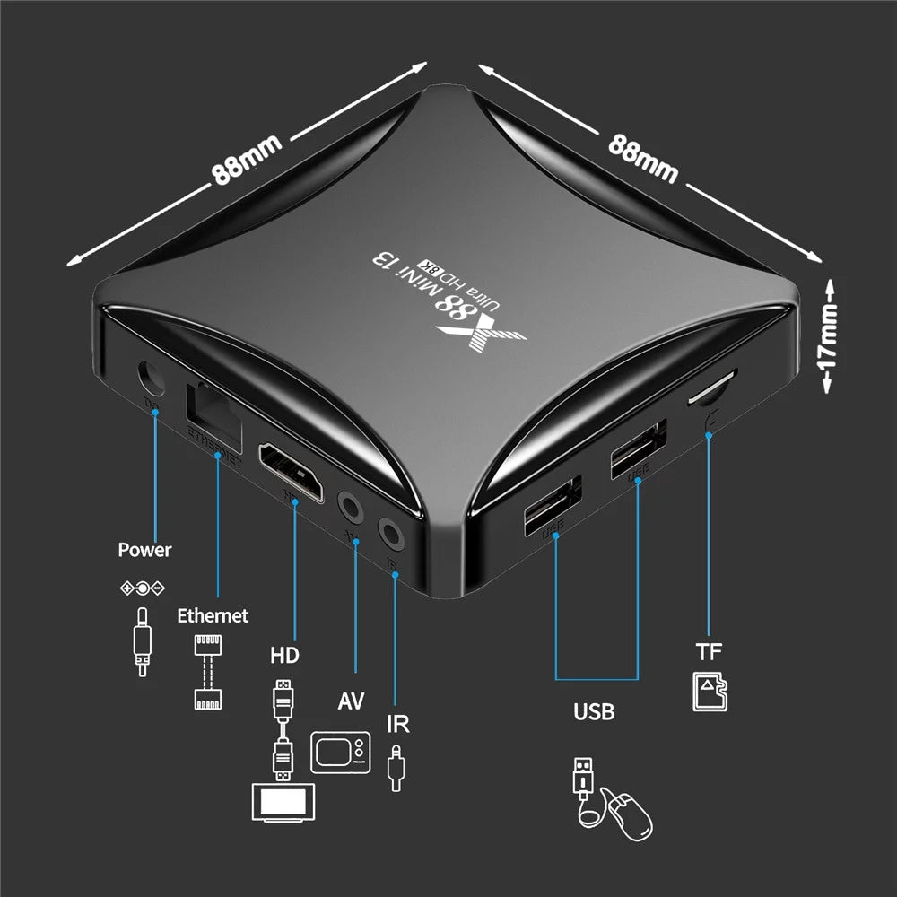 TV Box 4GB RAM 64GB ROM Quad-Core WiFi 8K HDR10+ Z42856