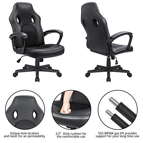 High Back Ergonomic Leather Gaming Chair, Adjustable (Blue) R643180