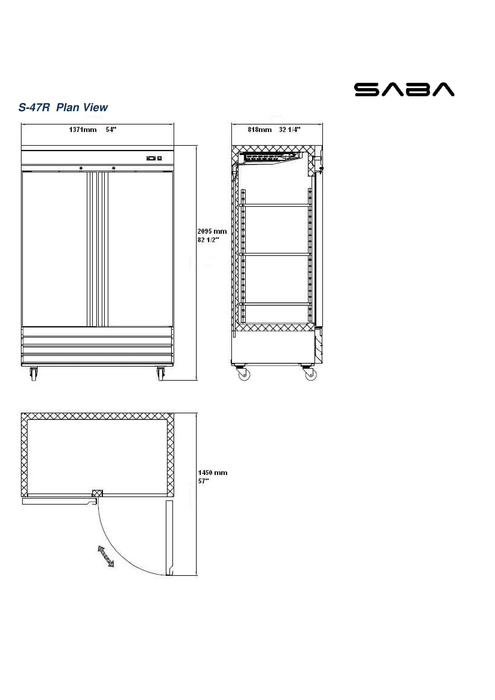Commercial 47 cu ft Stainless Steel Reach-In Refrigerator, 2 Door C776