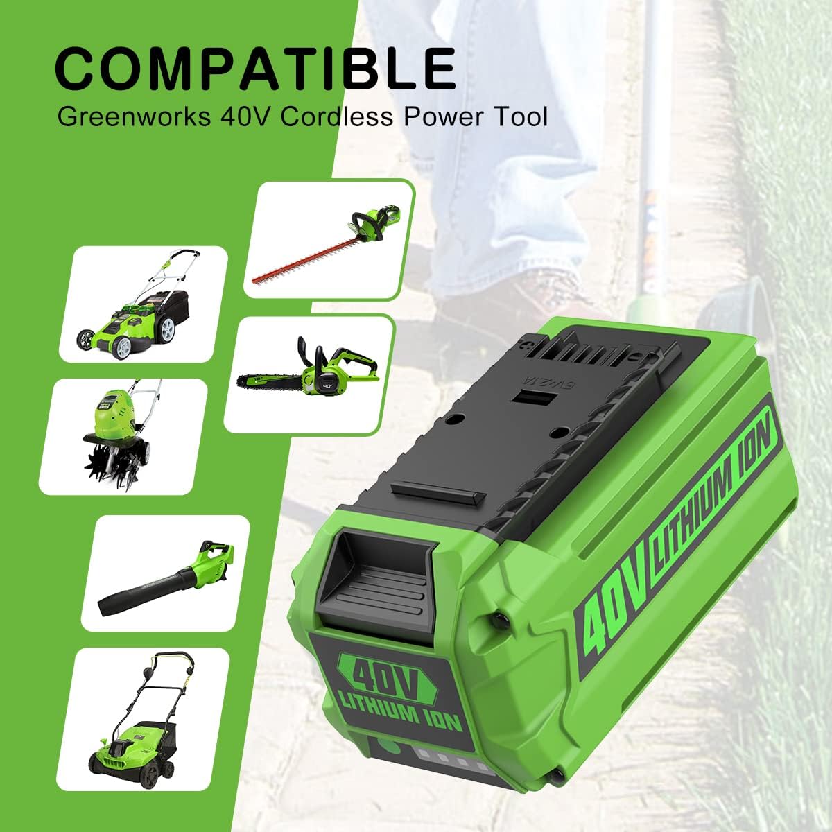 6.5Ah 40V Battery Replacement for Greenworks 40V Tools L614006