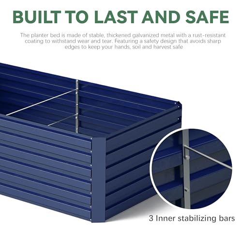 Galvanized Raised Garden Bed 8x4x2ft, Large Metal Planter Box for Vegetables, Flowers, Herbs J9369