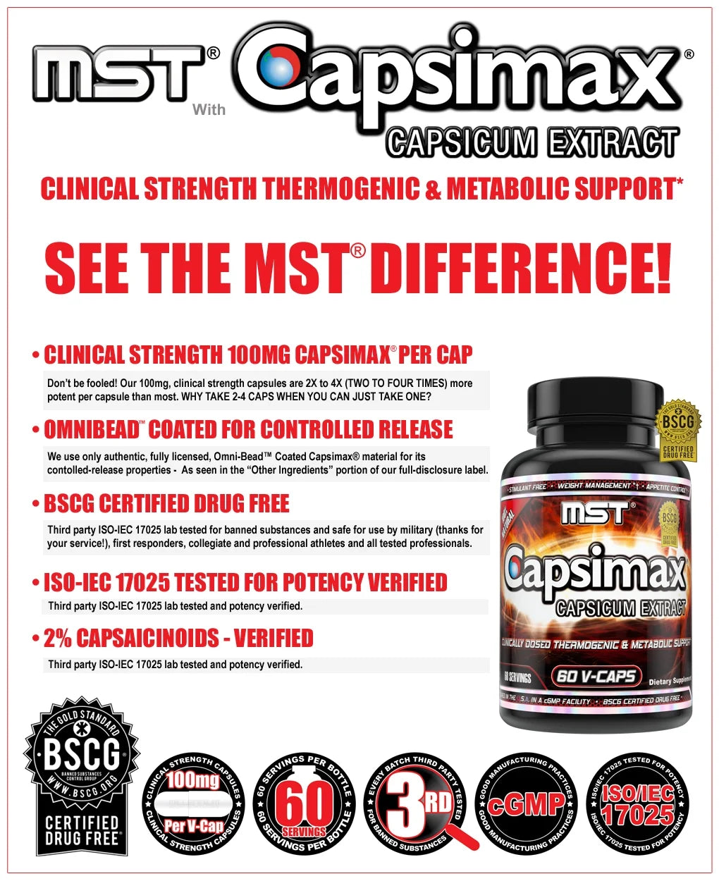 Capsimax Supplement 60 Servings, 100mg V Capsules E961720