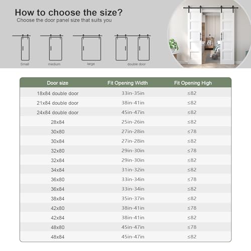 White Barn Door with Sliding Hardware Kit, 7FT, 5-Panel K864232