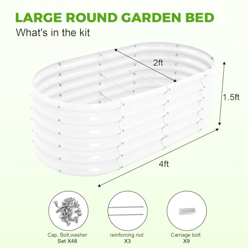 Galvanized Raised Garden Bed Kit, Oval Metal Planter Box for Vegetables E707229