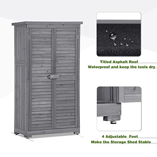 Outdoor Wooden Storage Cabinet with Shelves for Garden and Patio M764