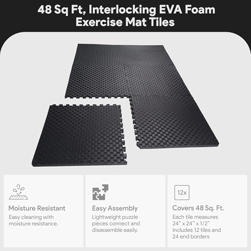 Puzzle Exercise Mat with EVA Foam Interlocking Tiles for MMA, Gymnastics and Home Gym N211438