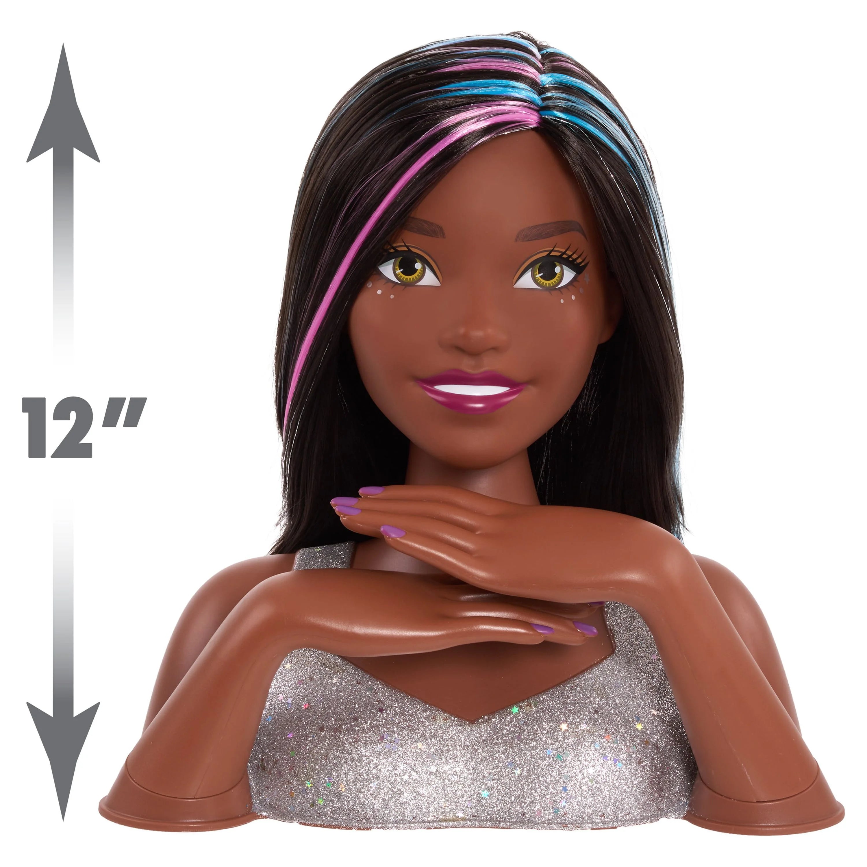 Glitter and Go Styling Head with Black Hair, Kids Toy for Ages 5 Up E551