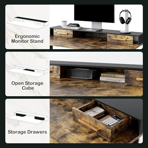 Standing Desk with 4 Drawers, Height Adjustable Electric Sit Stand Desk M218
