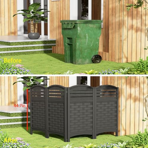 Air Conditioner Fence Privacy Screen, 4 Panels Outdoor Enclosure with Metal Stake U4943