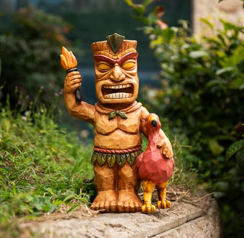 Solar Powered Tiki Statue Garden Decoration Z436