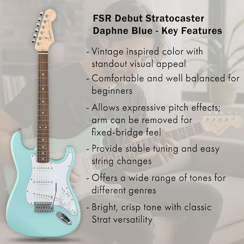 Stratocaster Electric Guitar Bundle with Amplifier, Gig Bag, Strap, Cable, Picks, and DVD S5583