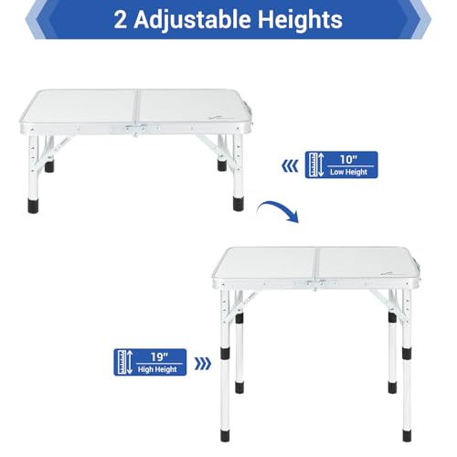 Adjustable Height Folding Camping Table with Mesh Layer Y4319