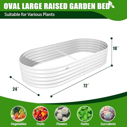 Galvanized Raised Garden Bed Oval Metal Planter Box for Vegetables Flowers A9593