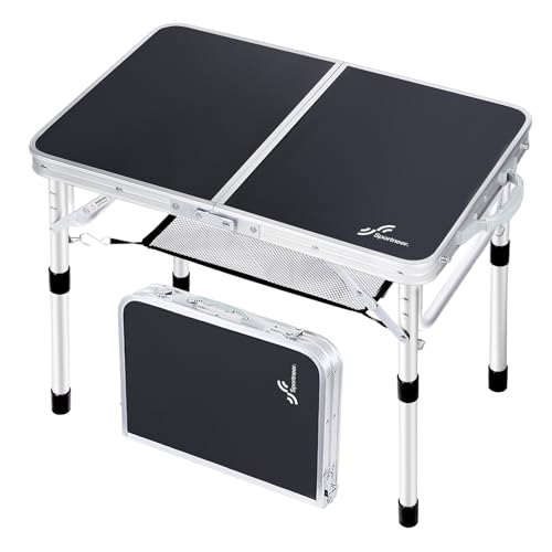 Adjustable Height Folding Camping Table with Mesh Layer Y4319