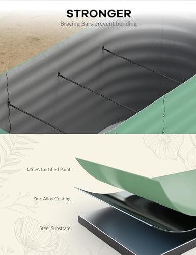 Galvanized Raised Garden Bed for Vegetables, Flowers, Outdoor D165