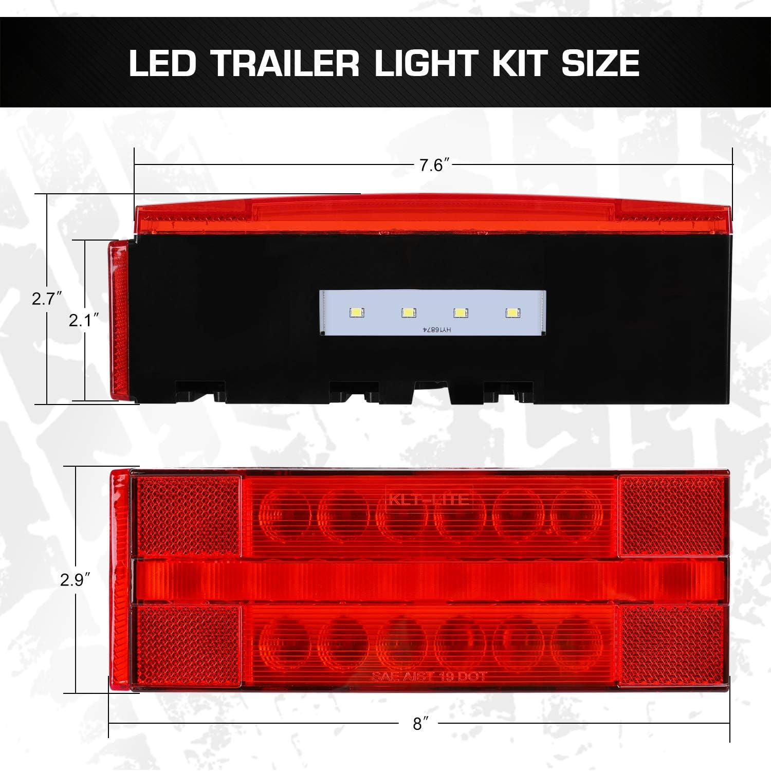 Submersible LED Trailer Light Kit, Waterproof Tail Lights with Turn and License Lights P543829