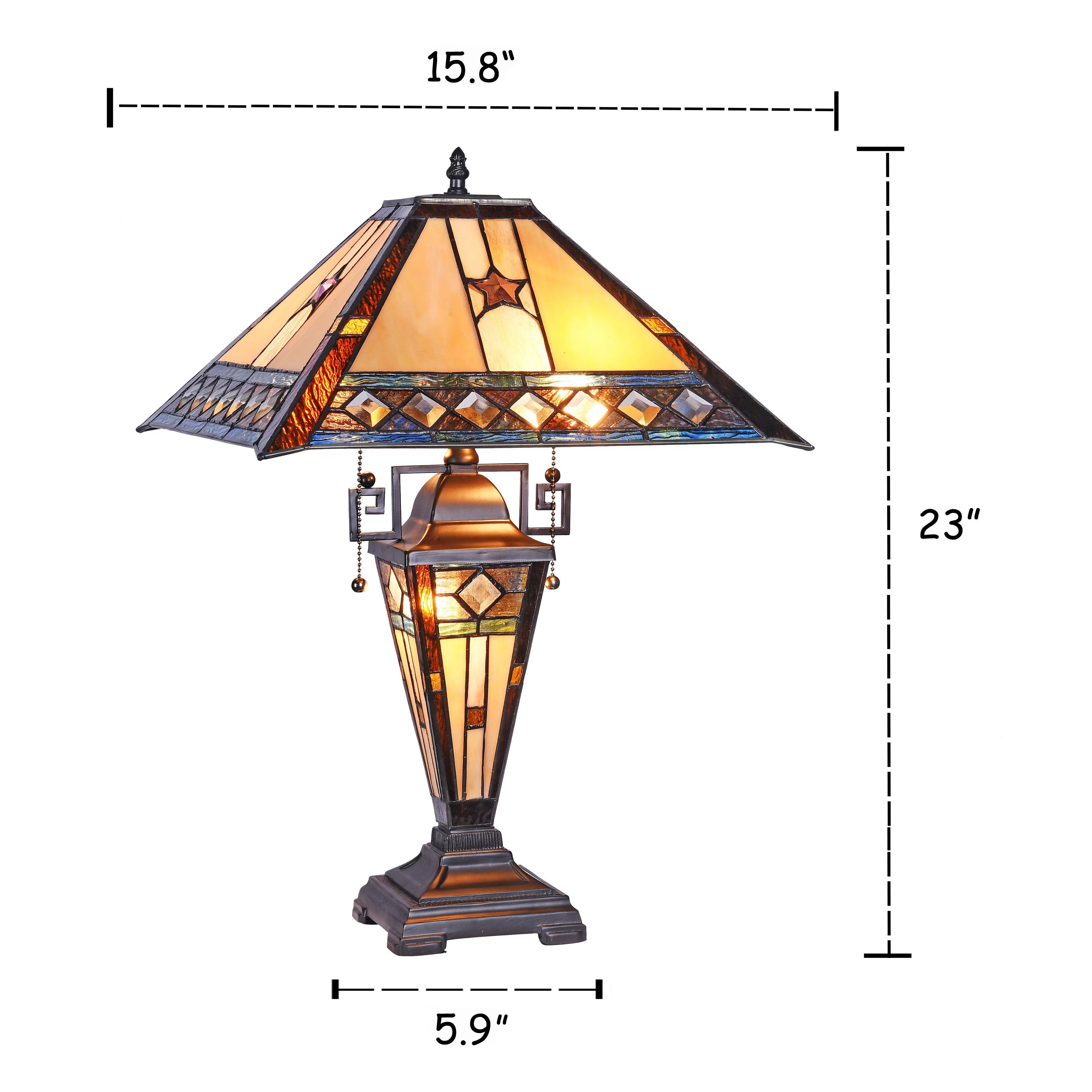 Tiffany-Style Double Lit Table Lamp 16" Wide K963