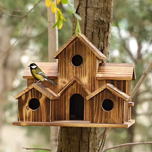 Handmade Wooden Bird House for Outdoor Backyard Decor P367