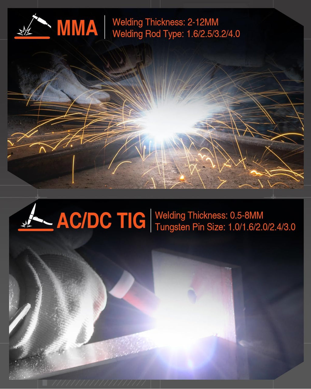 200Amp AC/DC TIG Welder with Pulse, 4 in 1 Multiprocess Dual Voltage Q605055