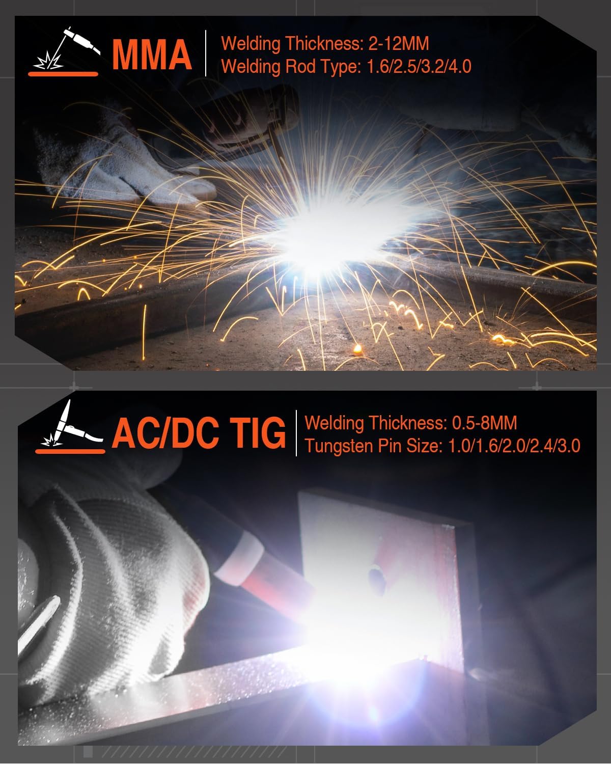 200Amp AC/DC TIG Welder with Pulse, 4 in 1 Multiprocess Dual Voltage Q605055