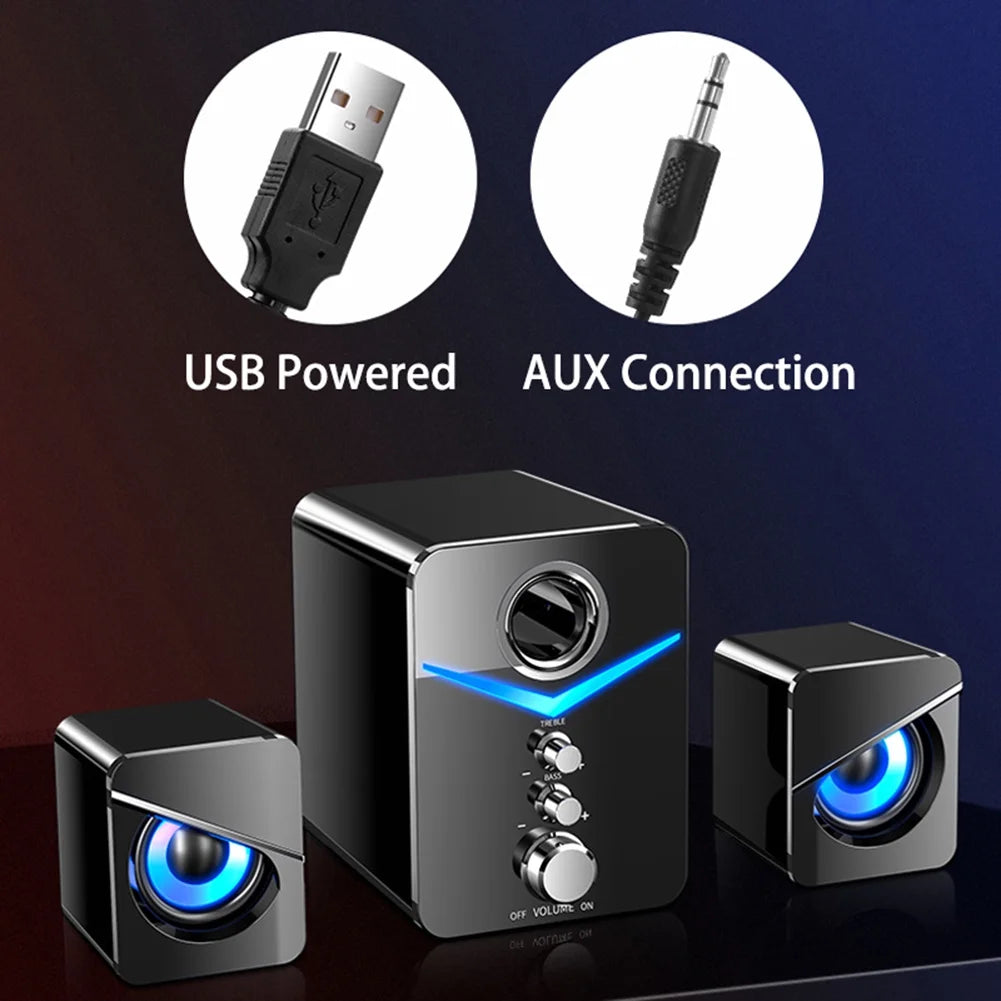 Computer Speaker Set with Subwoofer, USB-Powered 2.1 Multimedia Speakers, 3.5mm Aux Input, Black M176