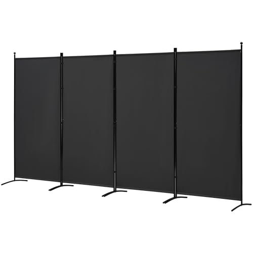 3 Panel Room Divider Folding Partition Privacy Screen, Freestanding Fabric Panel, 102" W x 71" H, Black V153