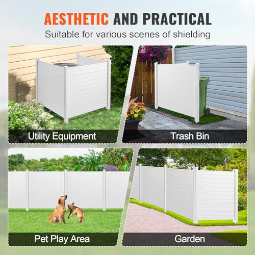 Outdoor Privacy Screens 50x50 Inch Vinyl Fence for AC Units and Trash Cans W21063