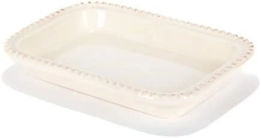 Ceramic Butter Dish with Metal Leaf Design V8413