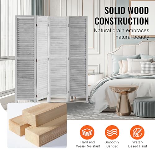 Wood Room Divider, 4 Panel Folding Privacy Screen, 66.9 Inches Tall, Indoor Wooden Partition A907