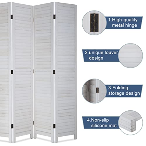 6 Panel Wood Room Divider Freestanding White 5.57 FT S6393