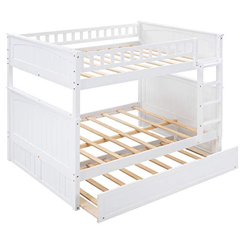 Twin Over Full Bunk Bed with Slide and Stairs for Kids E212
