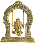 Ganesh Swing/ Metal Ganesha Sitting jhula and Decorative Statue/Ganesh Jhula Jhoola/ God Ganpati Idol on Swing for Temple Pooja Office Religious Showpiece/Indian Traditional Home Decor(Size:-8''X12'')