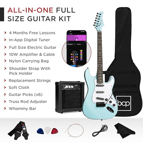 Beginner Electric Guitar Starter Kit with Case, Amp, and Accessories G63095