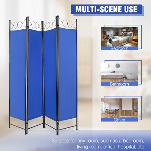 4 Panel Room Divider 6FT Steel Frame Folding Privacy Screen S6430