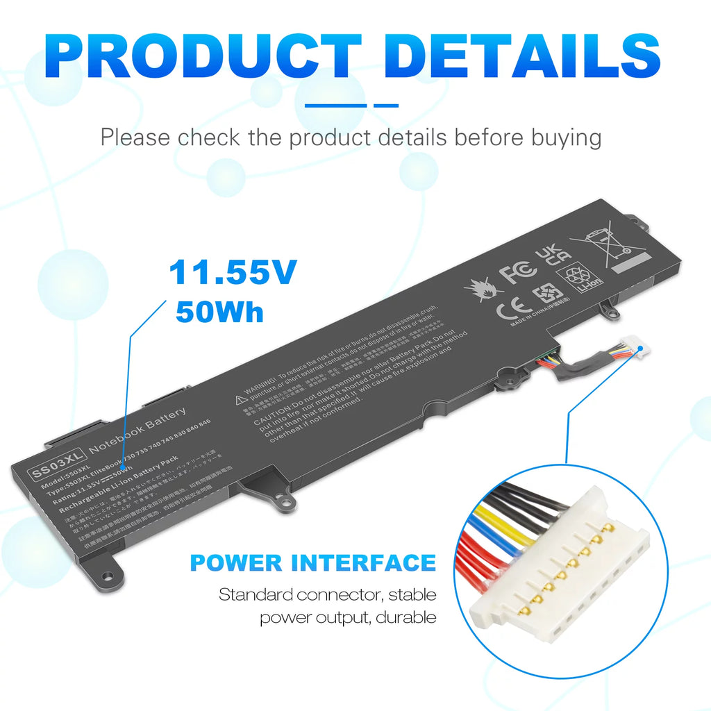Battery for HP EliteBook 735 745 830 840 G6 Series W9576