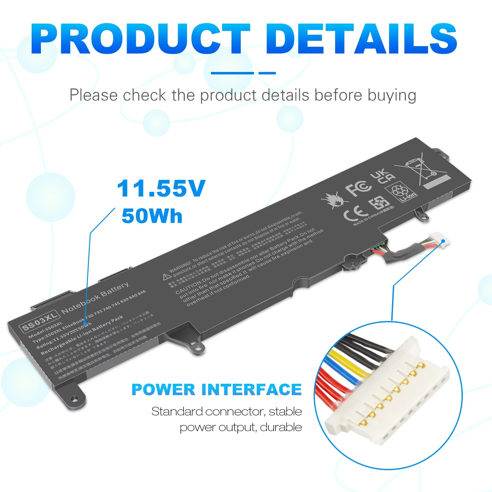 Battery for HP EliteBook 735 745 830 840 G6 Series W9576