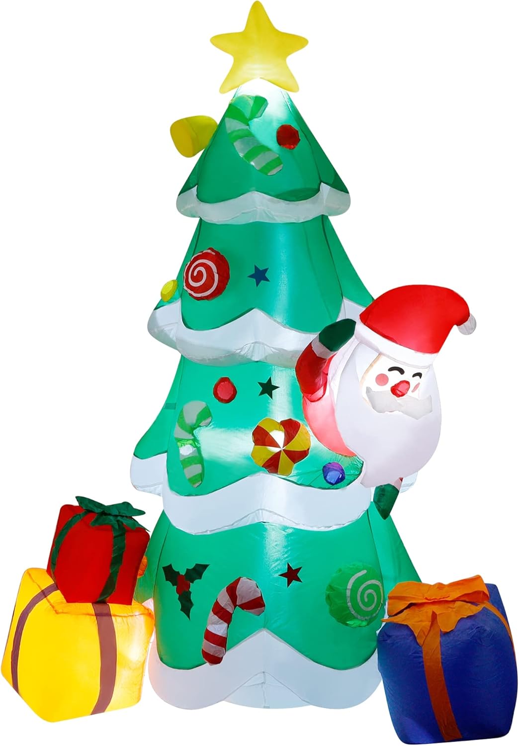 7 ft Inflatable Christmas Tree with Santa Claus Gift Boxes, Built-in LED Lights Q150