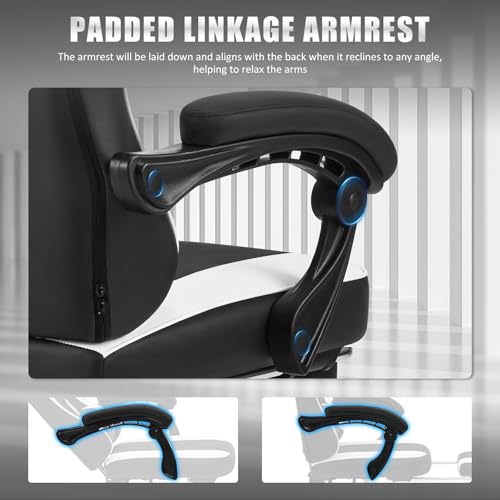 Ergonomic Leather Gaming Chair with Footrest and Lumbar Support Y77301