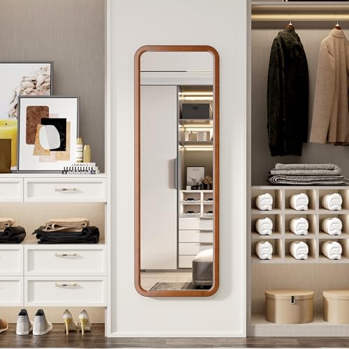 63"x18" Wooden Full Length Mirror, Standing Floor Mirror, Wall-Mounted A4496