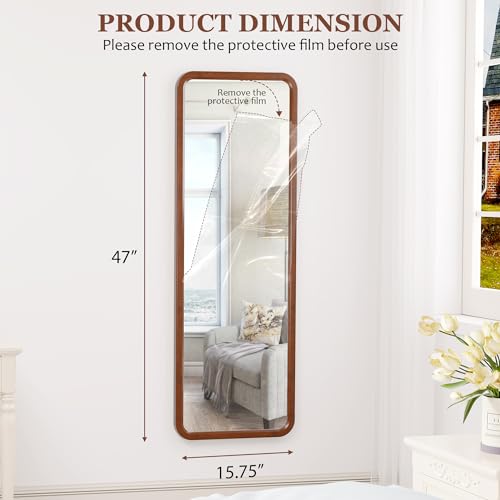 63"x18" Wooden Full Length Mirror, Standing Floor Mirror, Wall-Mounted A4496