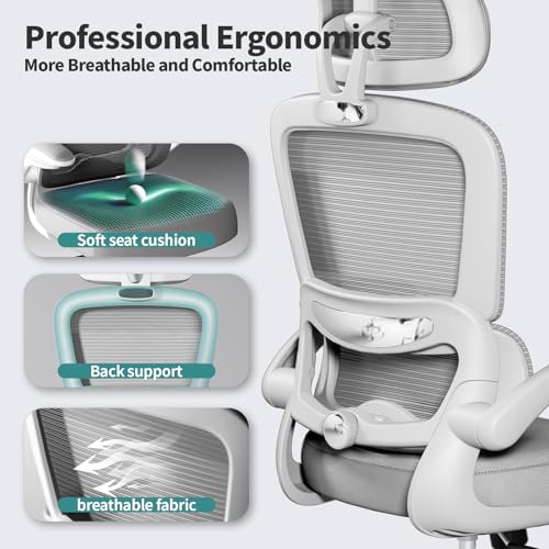 Ergonomic Mesh Office Chair with Wheels, High Back, 330 LBS Capacity C667113